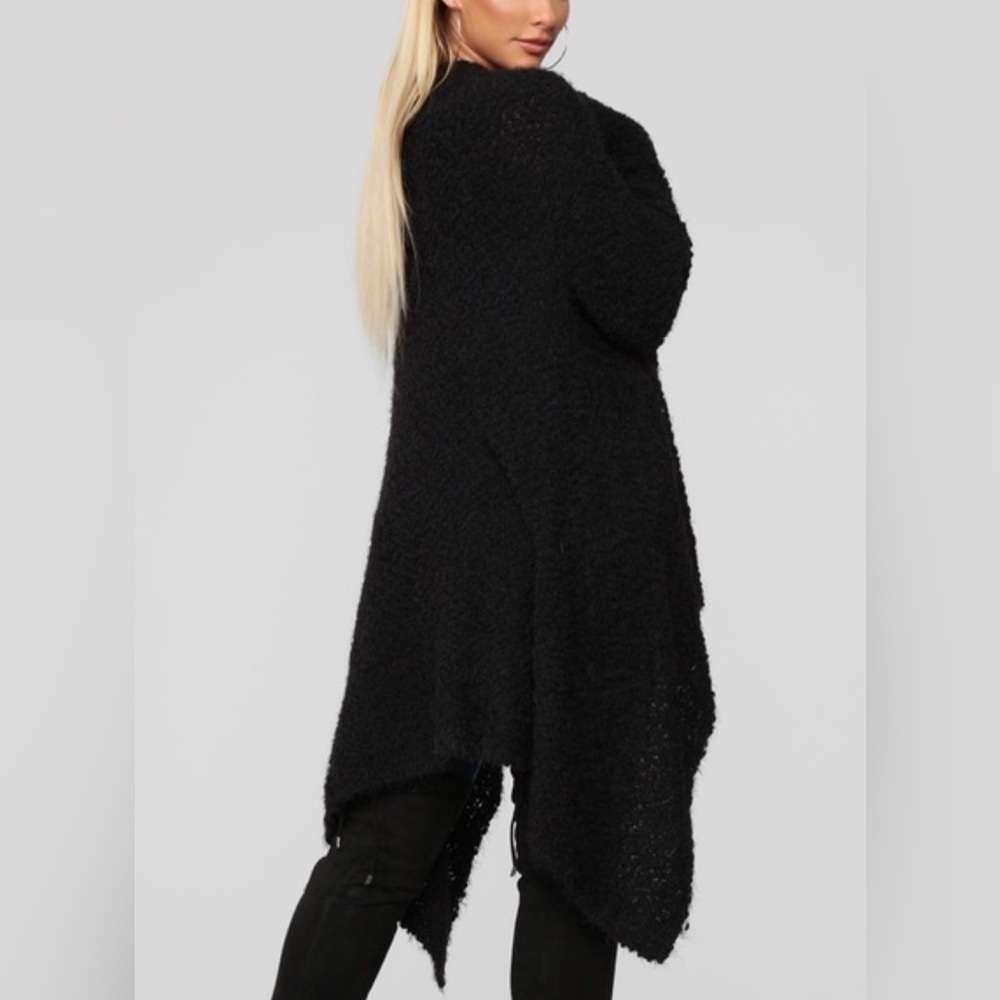 Fashion Nova Black Off-the-Shoulder Cozy Cardigan - Picture 5 of 11
